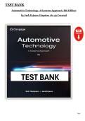 TEST BANK for Automotive Technology&comma; A Systems Approach&comma; 8th Edition by Jack Erjavec Chapters 1 to 55 Covered