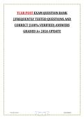 TCAR POST EXAM QUESTION BANK &vert;&vert;FREQUENTLY TESTED QUESTIONS AND CORRECT &lbrace;100&percnt; VERIFIED&rcub; ANSWERS GRADED A&plus; 2026 UPDATE 