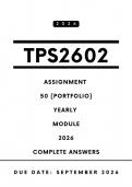 TPS2602 Assignment 50 &lpar;Portfolio&rpar; Answers - Yearly Module&comma; 2026 &vert; Due Date September 2026