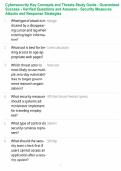 Cybersecurity Key Concepts and Threats Study Guide - Guaranteed Success - Verified Questions and Answers - Security Measures Attacks and Response Strategies