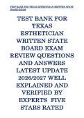 TEST BANK FOR TEXAS ESTHETICIAN WRITTEN STATE BOARD EXAM 