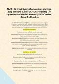 NUR 185 Exam 1 & Final Exam BUNDLE  &vert; pharmacology and med-surg concepts &lpar;Latest 2026&sol;2027 Update&rpar; Questions and Verified Answers &vert; 100&percnt; Correct &vert; Grade A - Hondros 