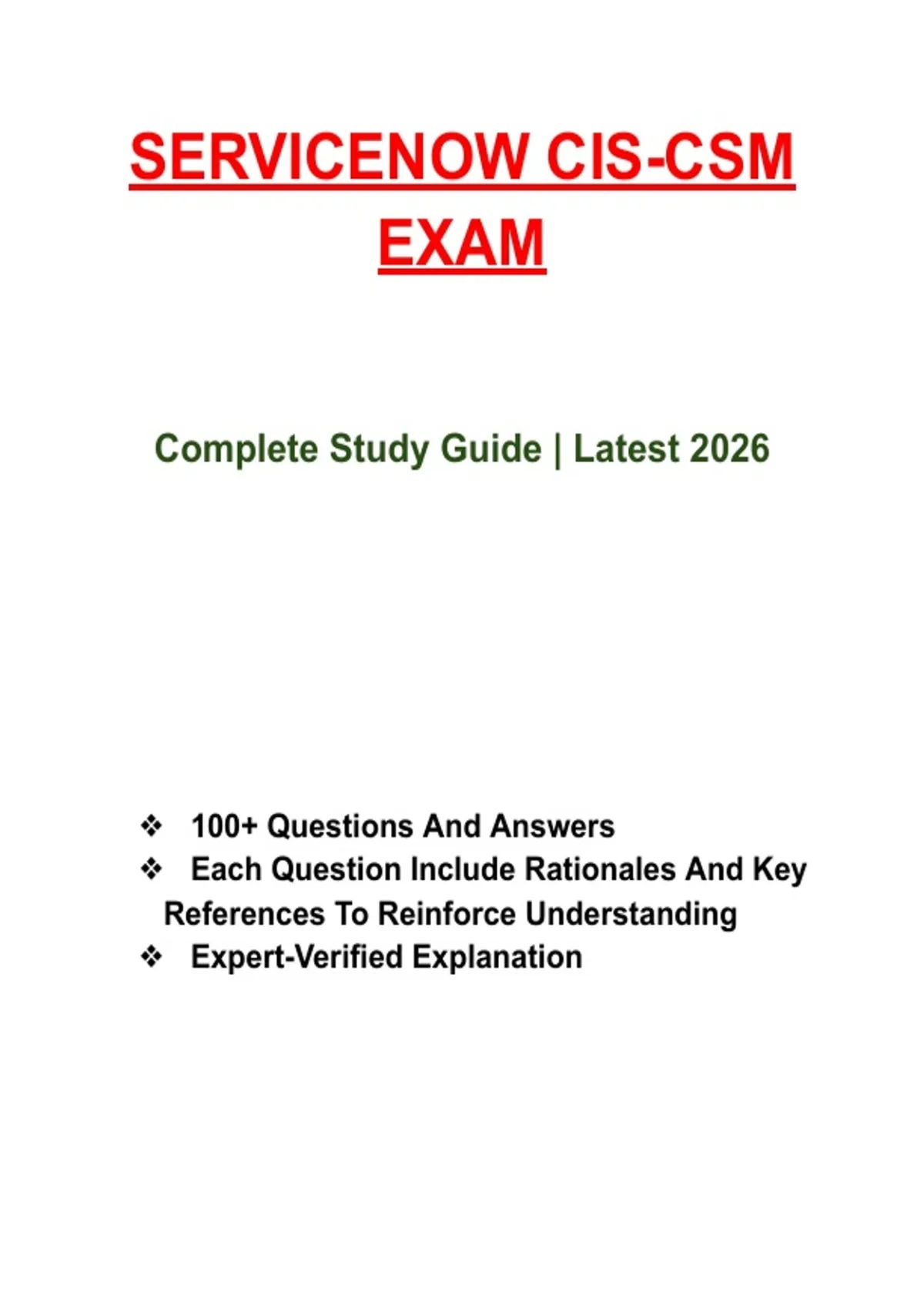 SERVICENOW CIS-CSM | STUDY GUIDE [2026/2027] | 150 Q&A | VERIFIED ...