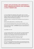NUR631 ADVANCED HEALTH ASSESSMENT 1 &NewLine;WITH VERIFIED QUESTIONS AND ANSWERS&vert;&vert; &NewLine;LATEST VERSION 2026
