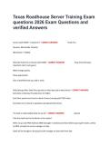 Texas Roadhouse Server Training Exam questions 2026 Exam Questions and verified Answers&NewLine;&NewLine;