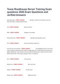 Texas Roadhouse Server Training Exam questions 2026 Exam Questions and verified Answers