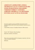 ASSISTANT LABORATORY ANIMAL &NewLine;TECHNICIAN &lpar;ALAT&rpar; LATEST EXAM 2026 &NewLine;WITH 370 QUESTIONS AND EXPERT&NewLine;VERIFIED CORRECT ANSWERS &vert; &NewLine;ALREADY GRADED A&plus; &vert; GUARANTEED &NewLine;SUCCESS &vert; ALAT ACTUAL EXAM 2026
