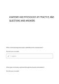 ANATOMY AND PHYSIOLOGY ATI PRACTICE A&B QUESTIONS AND ANSWERS