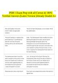 PSM 1 Exam Prep with all Correct & 100&percnt; Verified Answers &vert;Latest Version &vert;Already Graded A&plus;