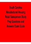 South Carolina Manufactured Housing Retail Salesperson Study Prep Questions and Answers Exam &lpar;2026 Update&rpar;