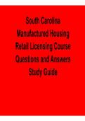 South Carolina Manufactured Housing Retail Licensing Course Questions and Answers Study Guide &lpar;2026 Update&rpar;