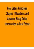 Real Estate Principles Chapter 1 Questions and Answers Study Guide &ndash; Introduction to Real Estate &lpar;2026 Update&rpar;