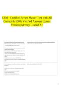 CSM - Certified Scrum Master Test with All Correct & 100&percnt; Verified Answers &vert;Latest Version &vert;Already Graded A&plus;