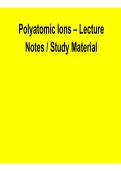 Polyatomic Ions &ndash; Lecture Notes Study Material &lpar;2026 Update&rpar;