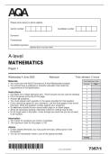 AQA A-Level Mathematics Paper 1 Practice Exam & Mark Scheme 2025
