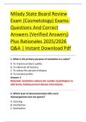 Milady State Board Review &NewLine;Exam &lpar;Cosmetology&rpar; Exams- &NewLine;Questions And Correct &NewLine;Answers &lpar;Verified Answers&rpar; &NewLine;Plus Rationales 2025&sol;2026 &NewLine;Q&A &vert; Instant Download Pdf 