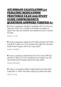 ATI DOSAGE CALCULATION 3 0&NewLine;PEDIATRIC MEDICATIONS&NewLine;PROCTORED EXAM 2026 STUDY&NewLine;GUIDE COMPREHENSIVE&NewLine;QUESTIONS ANSWERS VERIFIED A&plus;