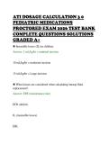 ATI DOSAGE CALCULATION 3 0&NewLine;PEDIATRIC MEDICATIONS&NewLine;PROCTORED EXAM 2026 TEST BANK&NewLine;COMPLETE QUESTIONS SOLUTIONS&NewLine;GRADED A&plus;