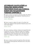 ATI DOSAGE CALCULATION 3 0&NewLine;PEDIATRIC MEDICATIONS&NewLine;PROCTORED EXAM 2026 CLINICAL&NewLine;SCRIPT SOLVED QUESTIONS&NewLine;VERIFIED ANSWERS A&plus;