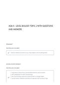 AQA A - LEVEL BIOLOGY TOPIC 2 CELLS QUESTIONS AND ANSWERS