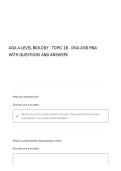 AQA A-LEVEL BIOLOGY TOPIC 1B DNA AND RNA QUESTIONS AND ANSWERS