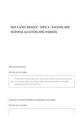 AQA A LEVEL BIOLOGY - TOPIC 6 - SURVIVAL AND RESPONSE QUESTIONS AND ANSWERS