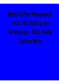 Medical Office Management &ndash; HCA 105 Spelling and Terminology Study Guide Lecture Notes &lpar;2026 Update&rpar;