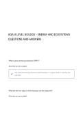 AQA A LEVEL BIOLOGY - ENERGY AND ECOSYSTEMS QUESTIONS AND ANSWERS
