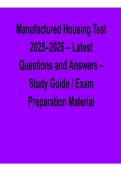 Manufactured Housing Test 2026&ndash;2027 &ndash; Latest Questions and Answers Study Guide Exam