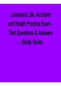 Louisiana Life&comma; Accident and Health Practice Exam &ndash; Test Questions & Answers Study Guide &lpar;2026 Update&rpar;