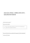 AQA A LEVEL PHYSICS - TURNING POINTS QUESTIONS AND ANSWERS