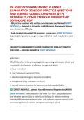 PA ASBESTOS MANAGEMENT PLANNER EXAMINATION 2026&sol;2027 PRACTICE QUESTIONS AND VERIFIED CORRECT ANSWERS WITH RATIONALES COMPLETE EXAM PREP INSTANT DOWNLOAD PDF