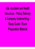 Life&comma; Accident and Health Insurance &ndash; Policy Delivery & Company Underwriting Study Guide Exam &lpar;2026 Update&rpar;