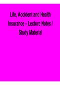 Life&comma; Accident and Health Insurance &ndash; Lecture Notes Study Material &lpar;2026 Update&rpar;