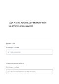 AQA A LEVEL PSYCHOLOGY MEMORY TOPICS QUESTIONS AND ANSWERS
