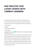 NCE PRACTICE TEST &NewLine;LATEST UPDATE WITH &NewLine;CORRECT ANSWERS 