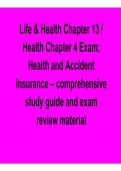  Life and Health Chapter 13 Health Chapter 4 Exam Health and Accident Insurance Comprehensive Study Guide Practice Questions and Answers 2025&sol; 2026