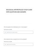 BIOLOGICAL ANTHROPOLOGY STUDY GUIDE QUESTIONS AND ANSWERS