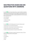 NCE PRACTICE EXAM 2026 500 &NewLine;QUESTIONS WITH ANSWERS 