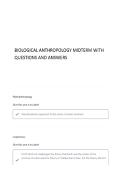 BIOLOGICAL ANTHROPOLOGY MIDTERM QUESTIONS AND ANSWERS