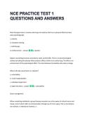 NCE PRACTICE TEST 1 &NewLine;QUESTIONS AND ANSWERS 