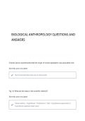 BIOLOGICAL ANTHROPOLOGY &lpar;CH&period; 1&rpar; QUESTIONS AND ANSWERS