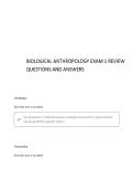 BIOLOGICAL ANTHROPOLOGY EXAM 1 REVIEW QUESTIONS AND ANSWERS