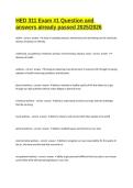 HED 311 Exam &num;1 Question and answers already passed 2025&sol;2026