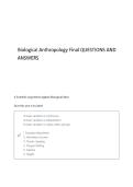 BIOLOGICAL ANTHROPOLOGY FINAL QUESTIONS AND ANSWERS