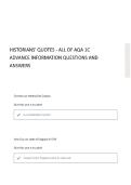 HISTORIANS ALL OF AQA 1C ADVANCE INFORMATION I QUESTIONS AND ANSWERS