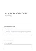 AQA A LEVEL TUDORS QUESTIONS AND ANSWERS