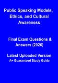 Public Speaking Models&comma; Ethics & Cultural Awareness 2026 &vert; Communication Study Guide PDF