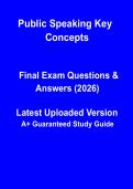 Public Speaking Key Concepts 2026 &vert; Communication Study Guide & Exam Review PDF