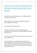 California Law and Ethics Social Work LCSW ASW Exam CA L&E Questions With Correct Answers 